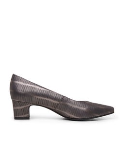 RIVERA SU GUNMETAL BLACK LIZARD LEATHER