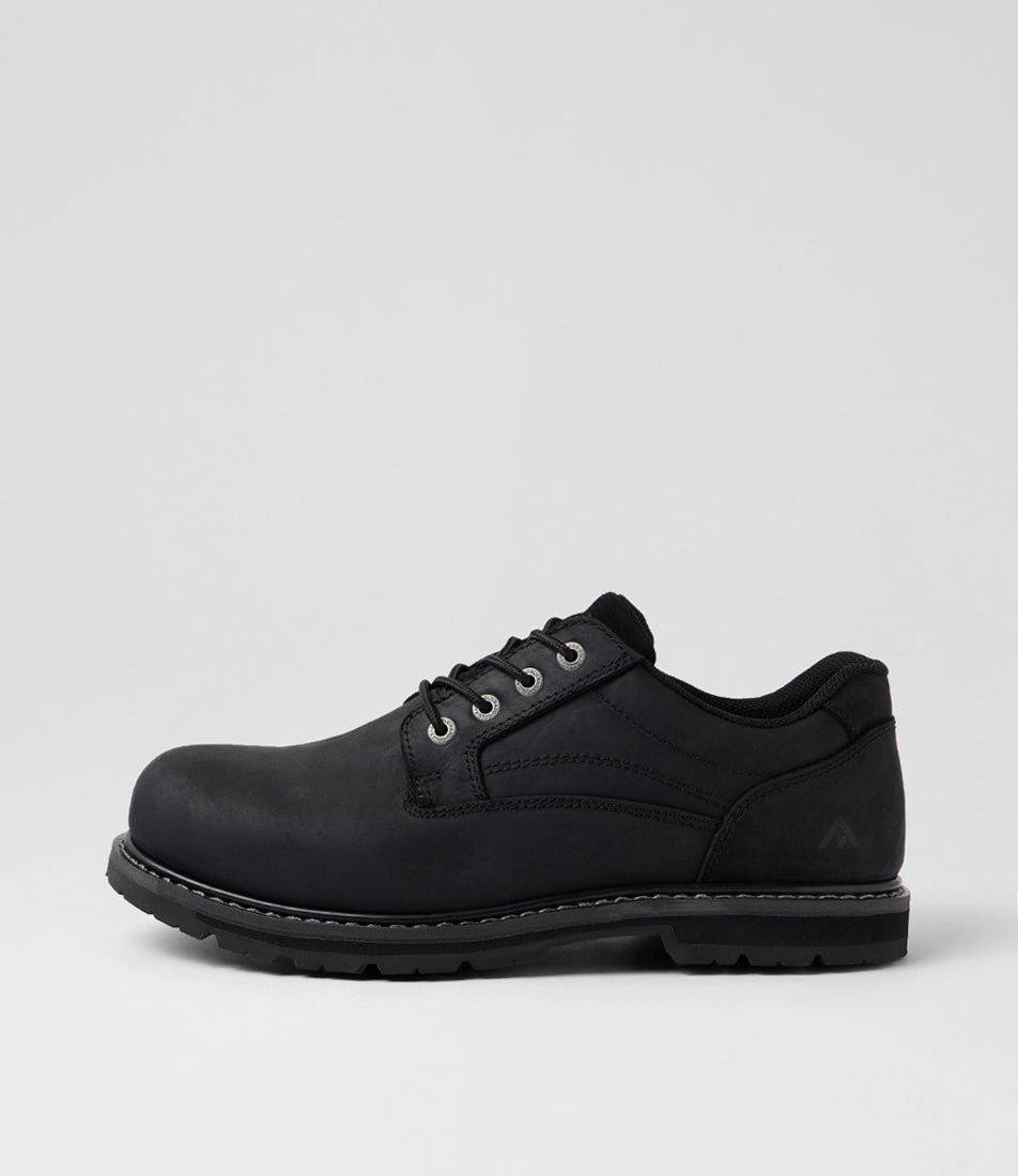 Alamein Black Leather Lace Up Flats