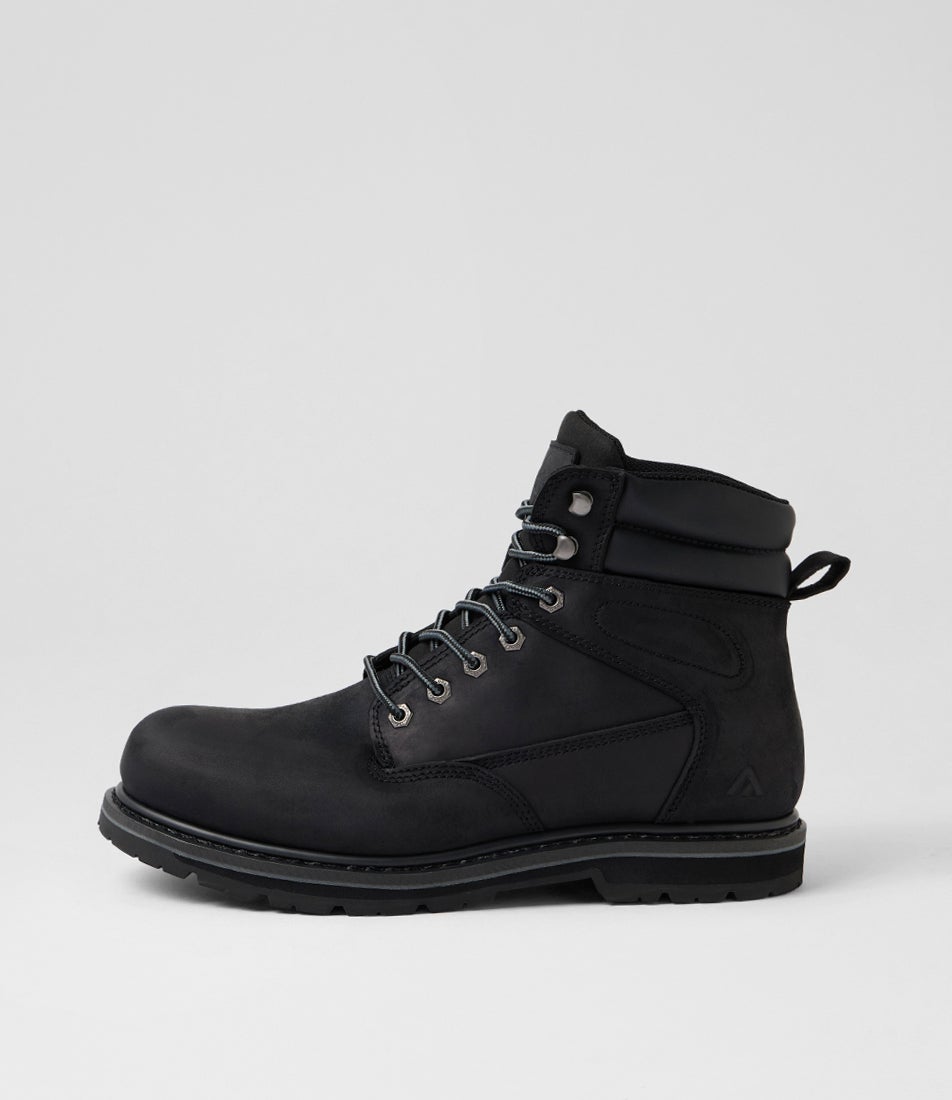 Altitude Black Leather Lace Up Boots