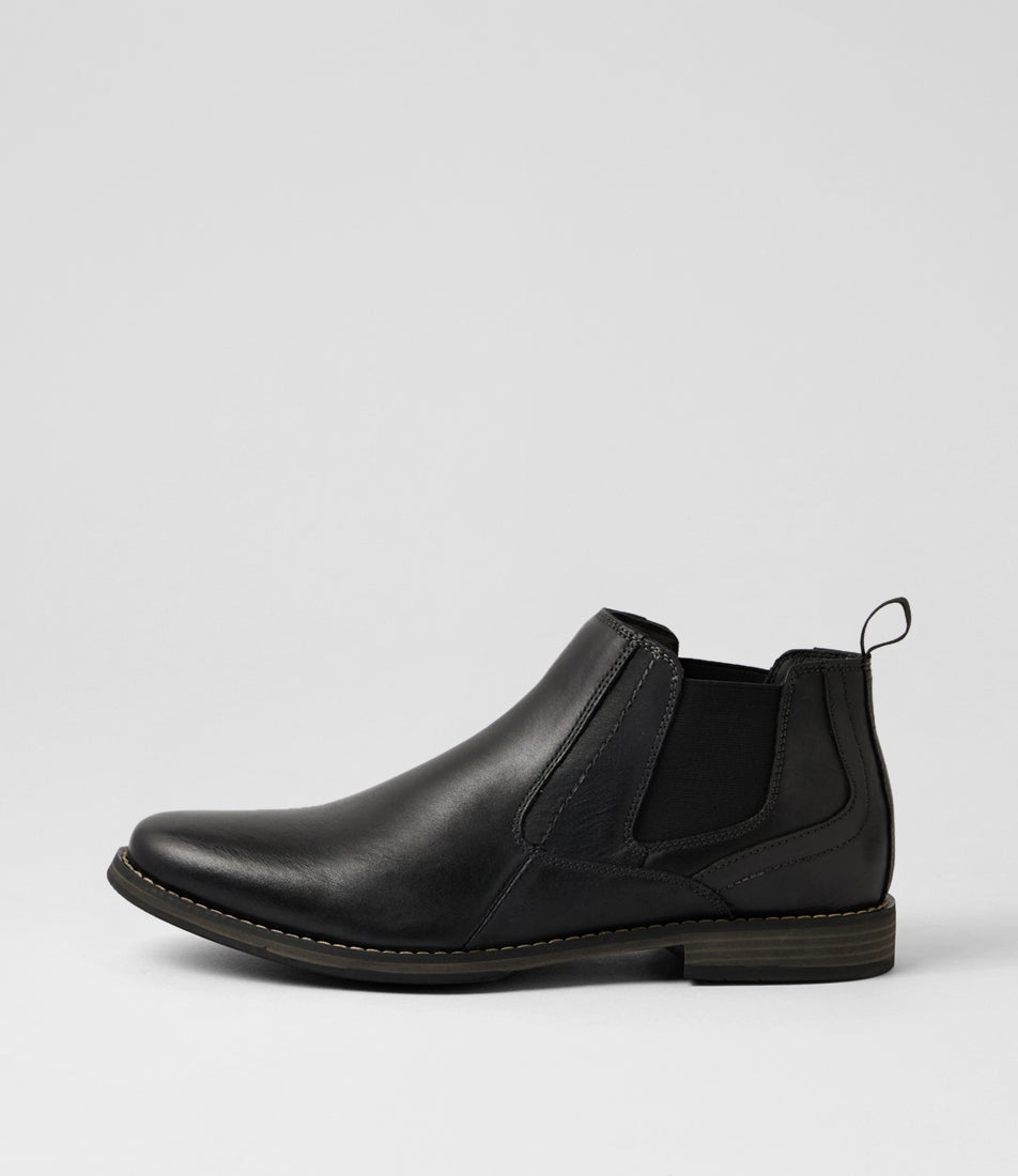 Mills Black Leather Ankle Boots