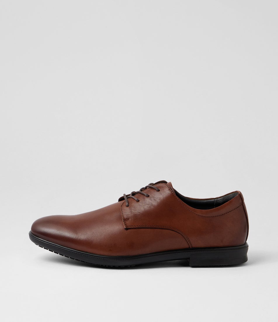 Percy Dark Tan Leather Lace Up Flats Percy Dark Tan Leather Lace Up Flats