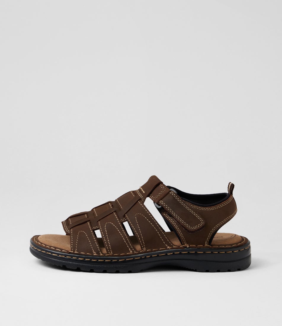 Hook Brown Crazyhorse Leather Sandals Hook Brown Crazyhorse Leather Sandals