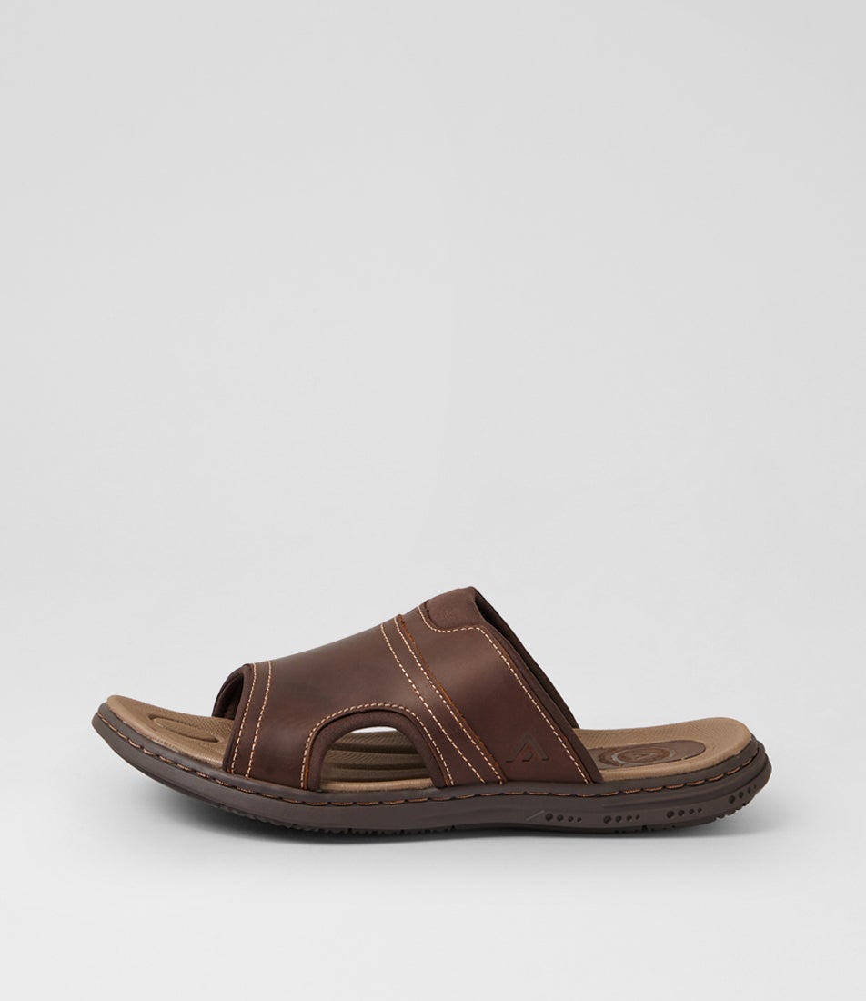 Dallas Dark Brown Crazyhorse Leather Slides