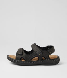 Surmon Black Tumble Leather Sandals Surmon Black Tumble Leather Sandals