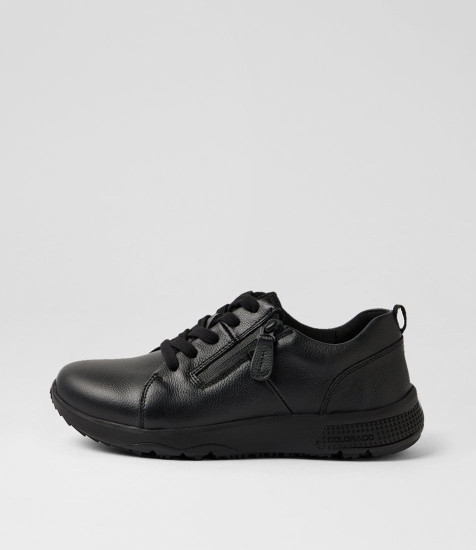 Decker Black Leather Flat Shoes