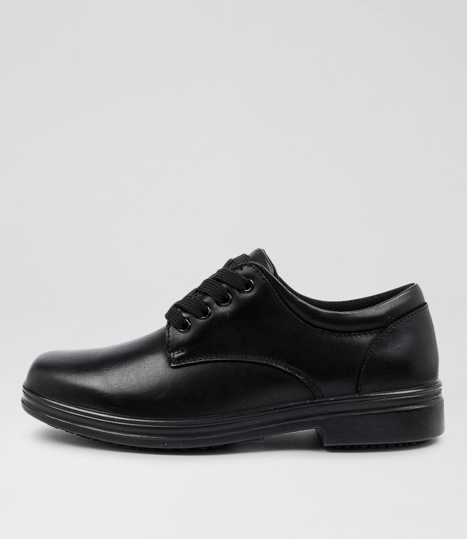 Solar Senior B Black Leather Lace Up Flats Solar Senior B Black Leather Lace Up Flats