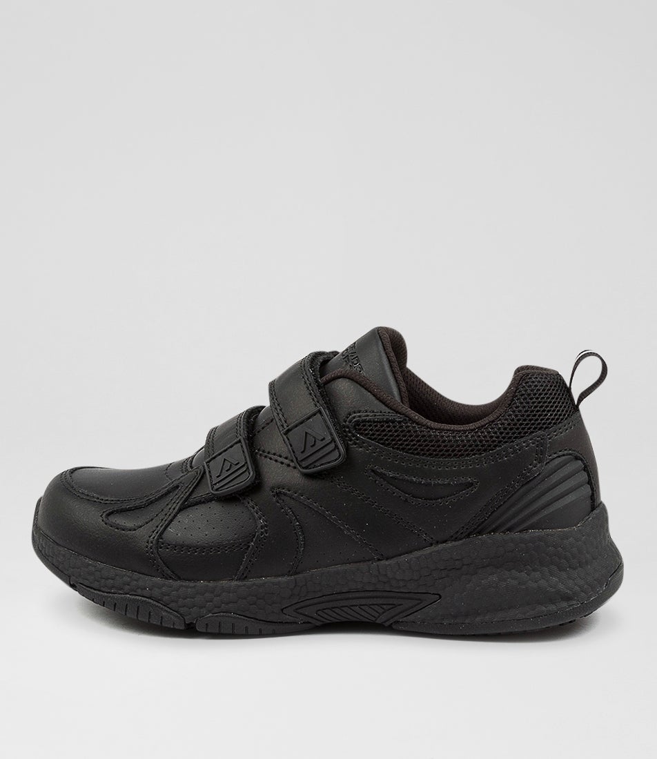 Tempo Junior Adjustable Black Leather Sneakers Tempo Junior Adjustable Black Leather Sneakers