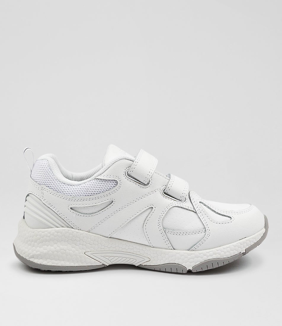 Tempo Junior Adjustable White Leather Sneakers Tempo Junior Adjustable White Leather Sneakers