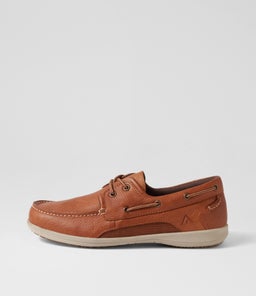 Askit Cognac Tumble Leather Boat Shoes Askit Cognac Tumble Leather Boat Shoes