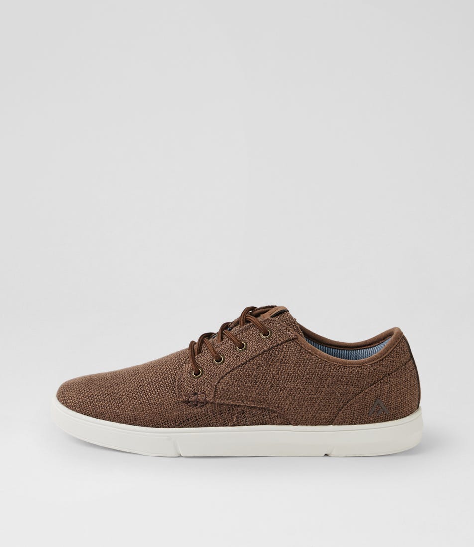 Albatross Mw Brown Weave Canvas Lace Up Sneakers