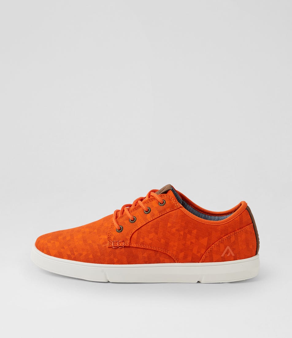 Albatross Mw Orange Pixel Printed Canvas Lace Up Sneakers