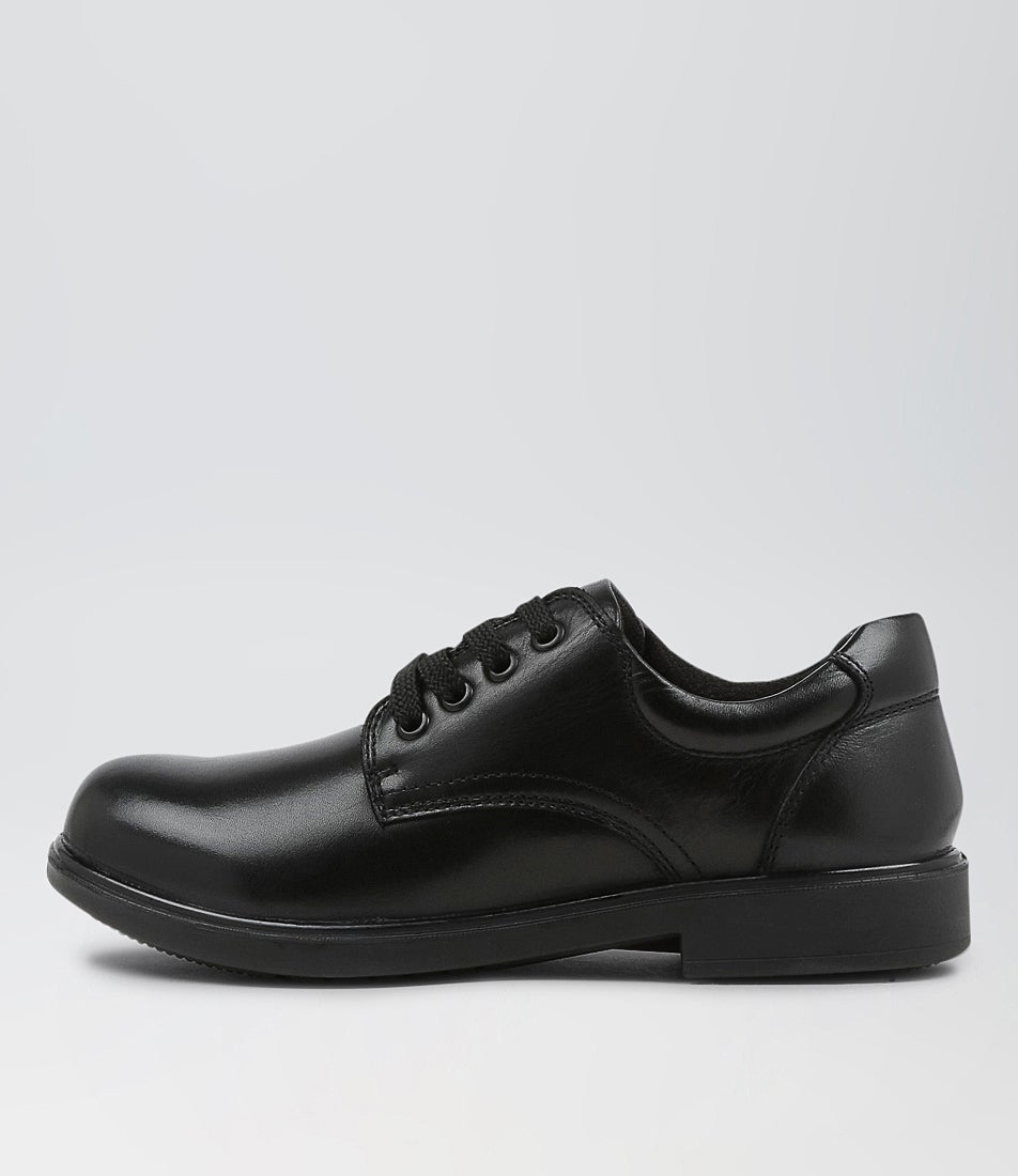 Daze Jnr Spongebob Black Leather Lace Up Flats Daze Jnr Spongebob Black Leather Lace Up Flats