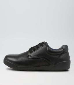 KENNY JNR LACE E SB CF BLACK LEATHER