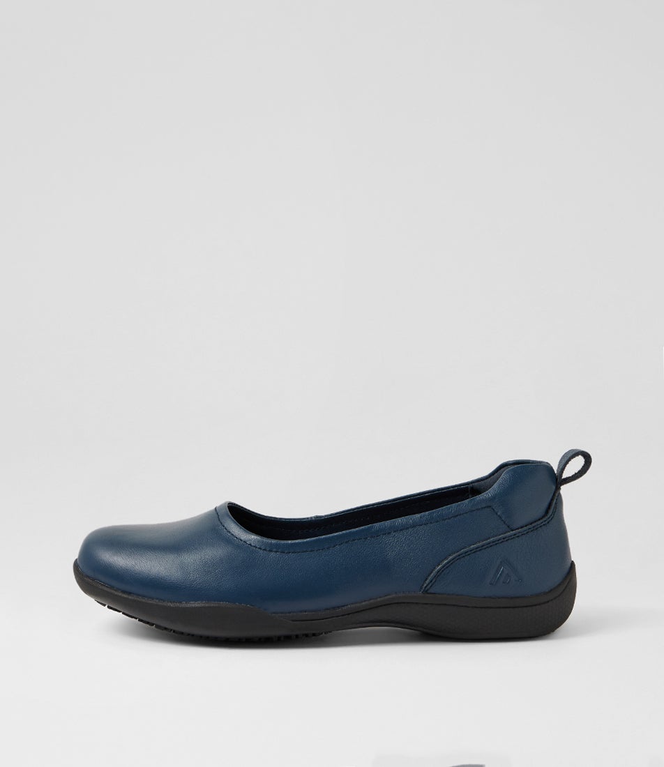 Grand Navy Black Leather Flat Shoes Grand Navy Black Leather Flat Shoes