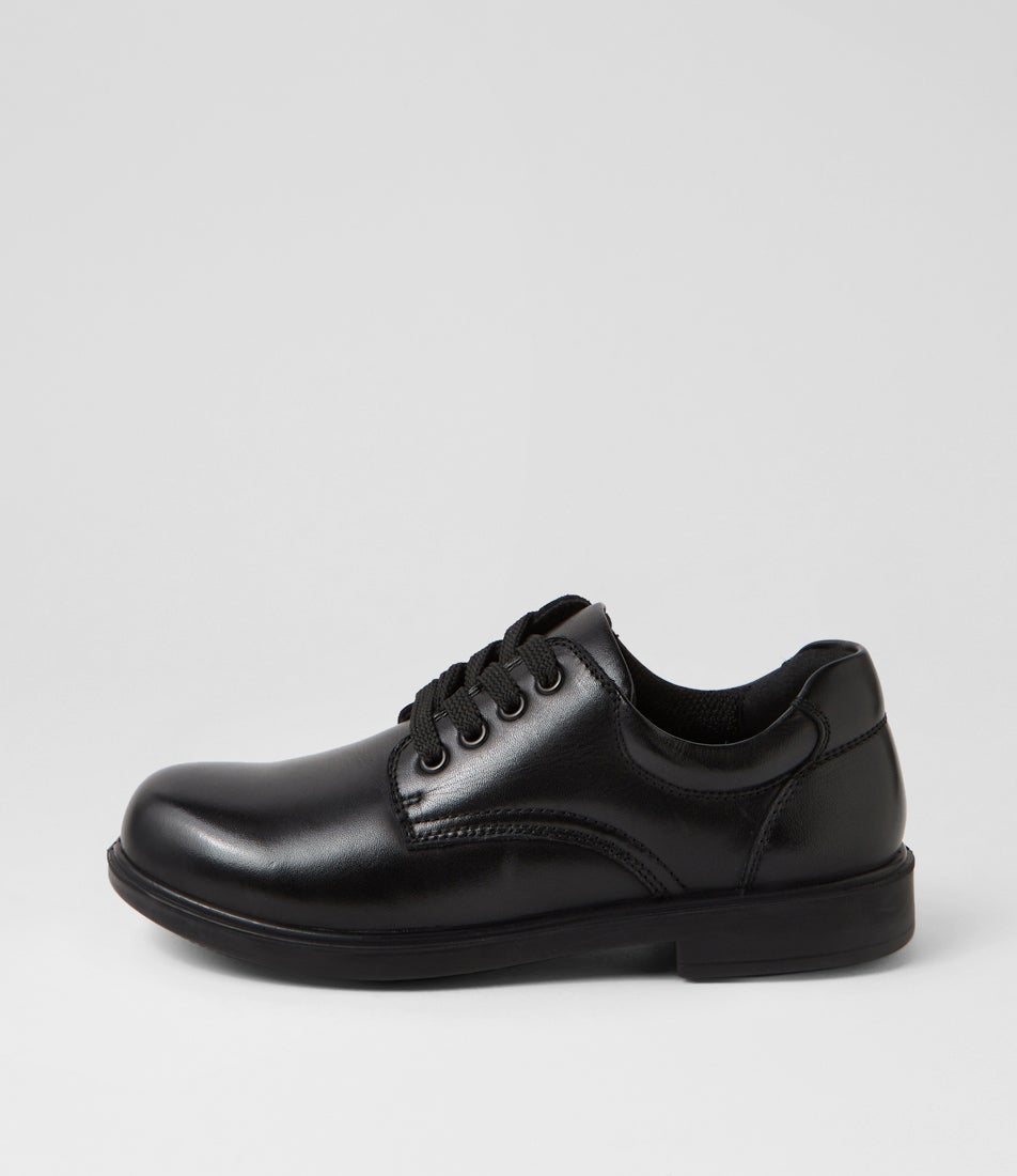 Demo Junior Lace E Black Leather Lace Up Flats Demo Junior Lace E Black Leather Lace Up Flats