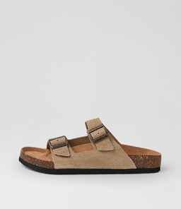 Farrah Taupe Suede Slides Farrah Taupe Suede Slides