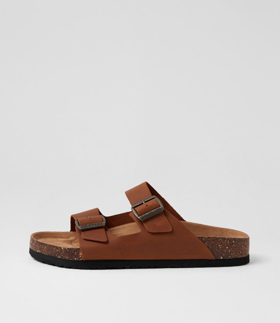 Farrah Cognac Leather Slides Farrah Cognac Leather Slides