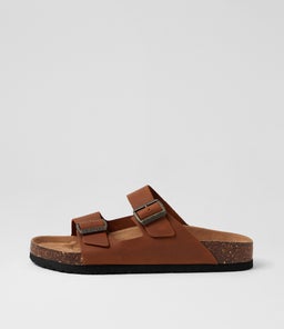 Farrah Cognac Leather Slides Farrah Cognac Leather Slides