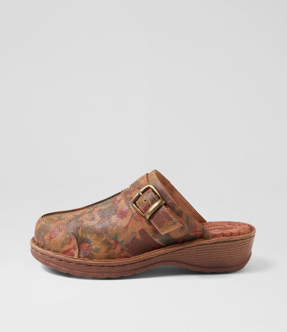 Nyla Tan Floral Leather Heels display picture 2
