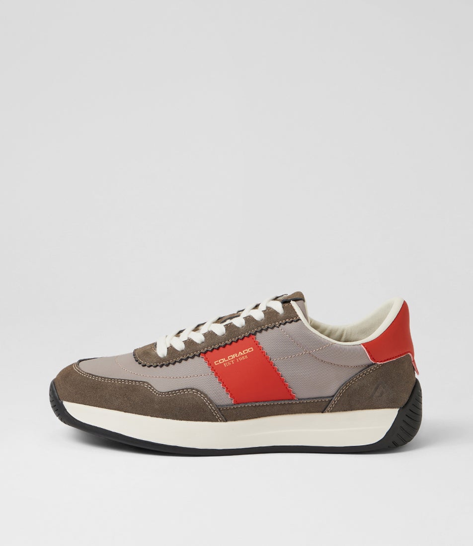 Larny Taupe Vermilion Suede Nylon Lace Up Sneakers Larny Taupe Vermilion Suede Nylon Lace Up Sneakers