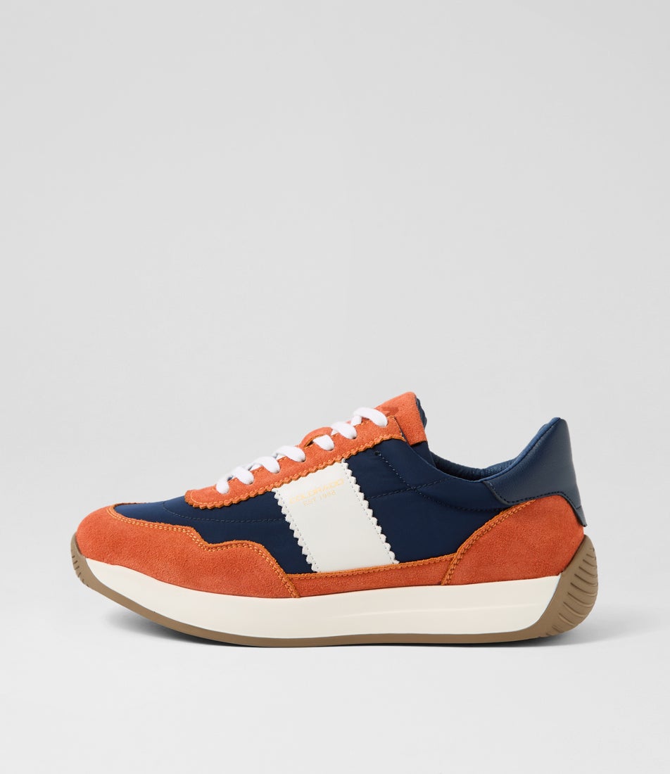 Larny Orange Navy Suede Nylon Sneakers Larny Orange Navy Suede Nylon Sneakers
