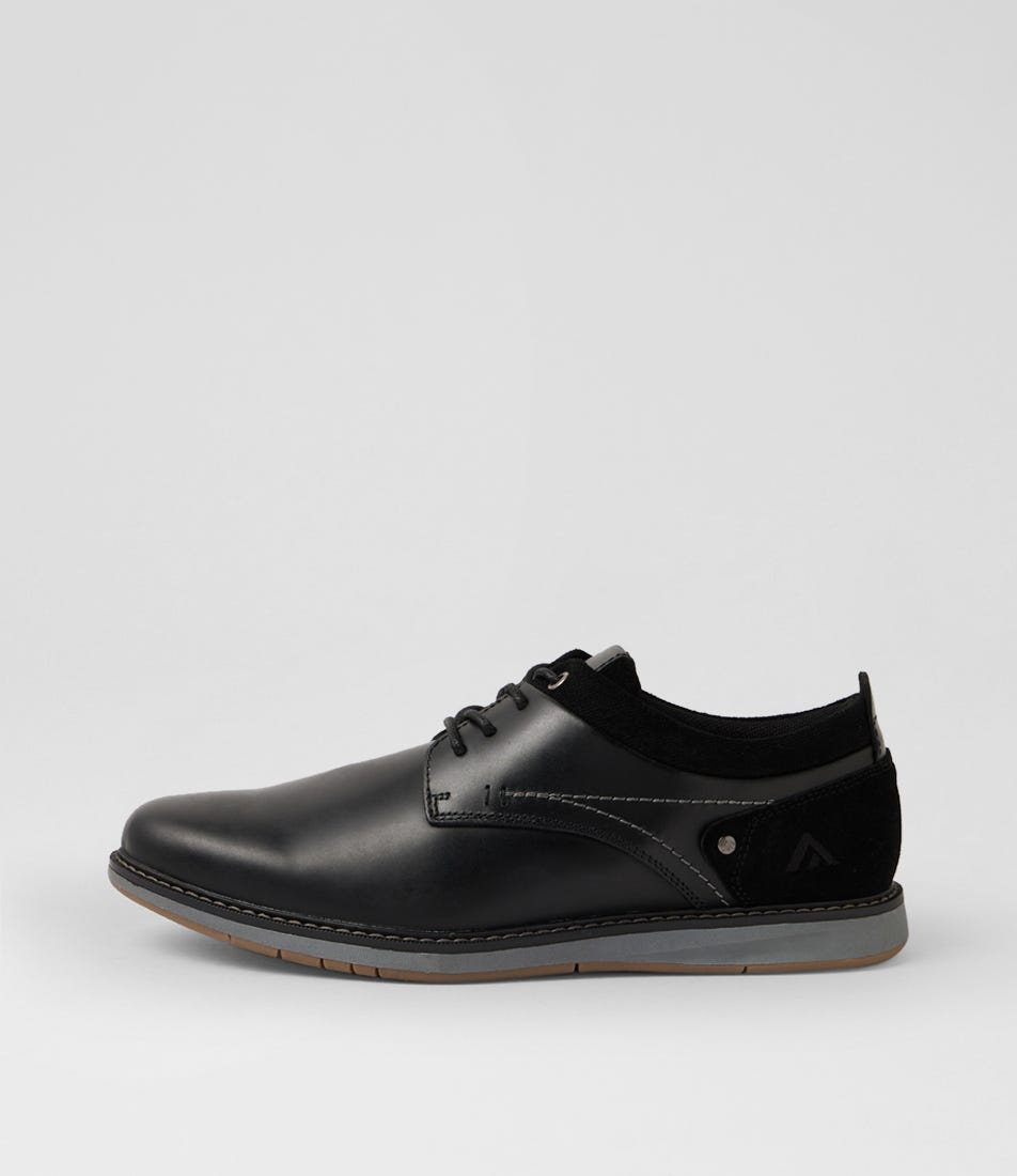 Shaggy Black Leather Lace Up Flats