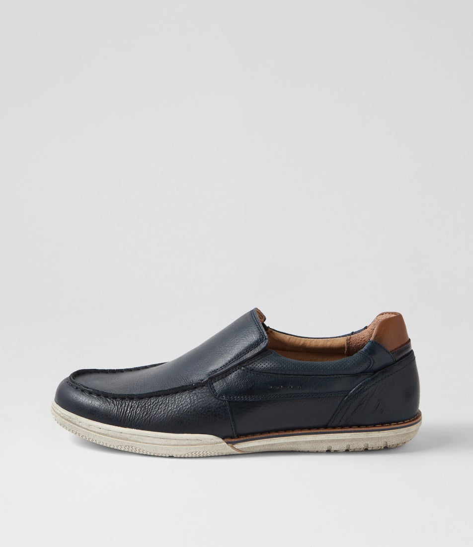 Rasp Navy Tumbled Leather Flat Shoes Rasp Navy Tumbled Leather Flat Shoes