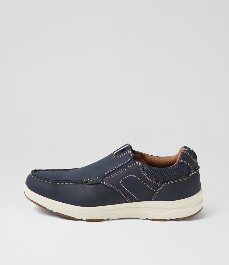 Oust Navy Leather Flat Shoes Oust Navy Leather Flat Shoes