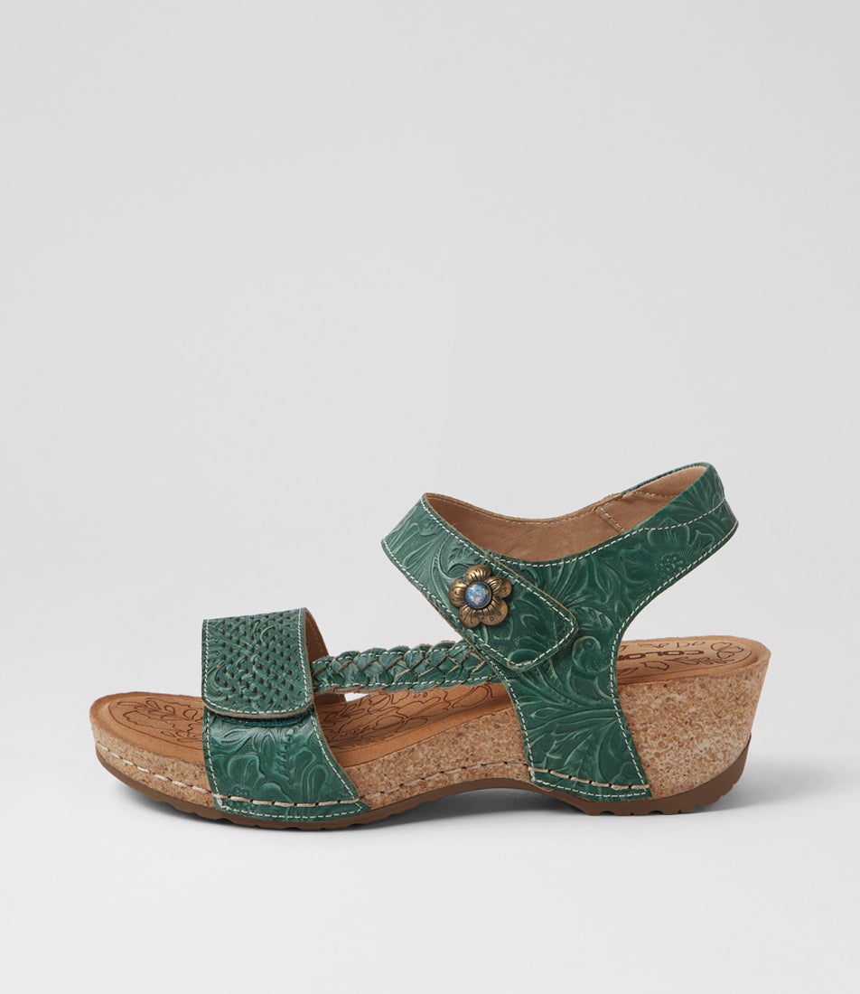 Jade Green Leather Sandals