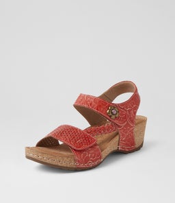 JADE CF RED EMBOSSED LEATHER