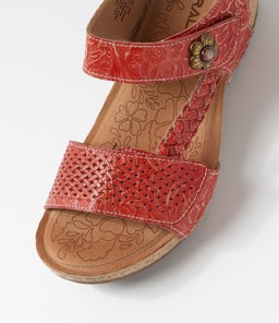 JADE CF RED EMBOSSED LEATHER