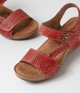 JADE CF RED EMBOSSED LEATHER