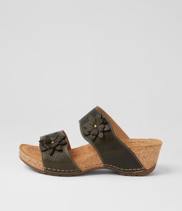 Joie Khaki Embossed Leather Wedges Joie Khaki Embossed Leather Wedges