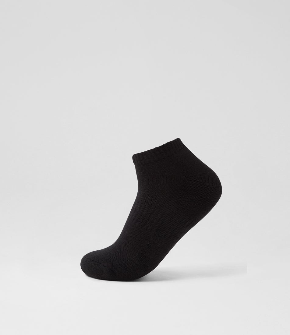 3pk Ankle Sport Black Cotton Socks