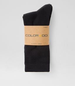3PK CREW CF BLACK COTTON