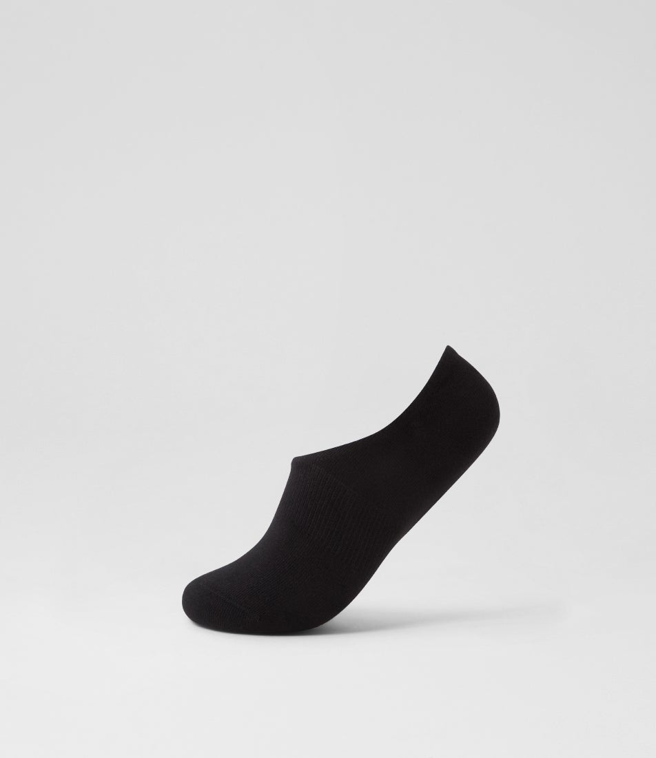 3pk Invisible Plain Black Cotton Socks