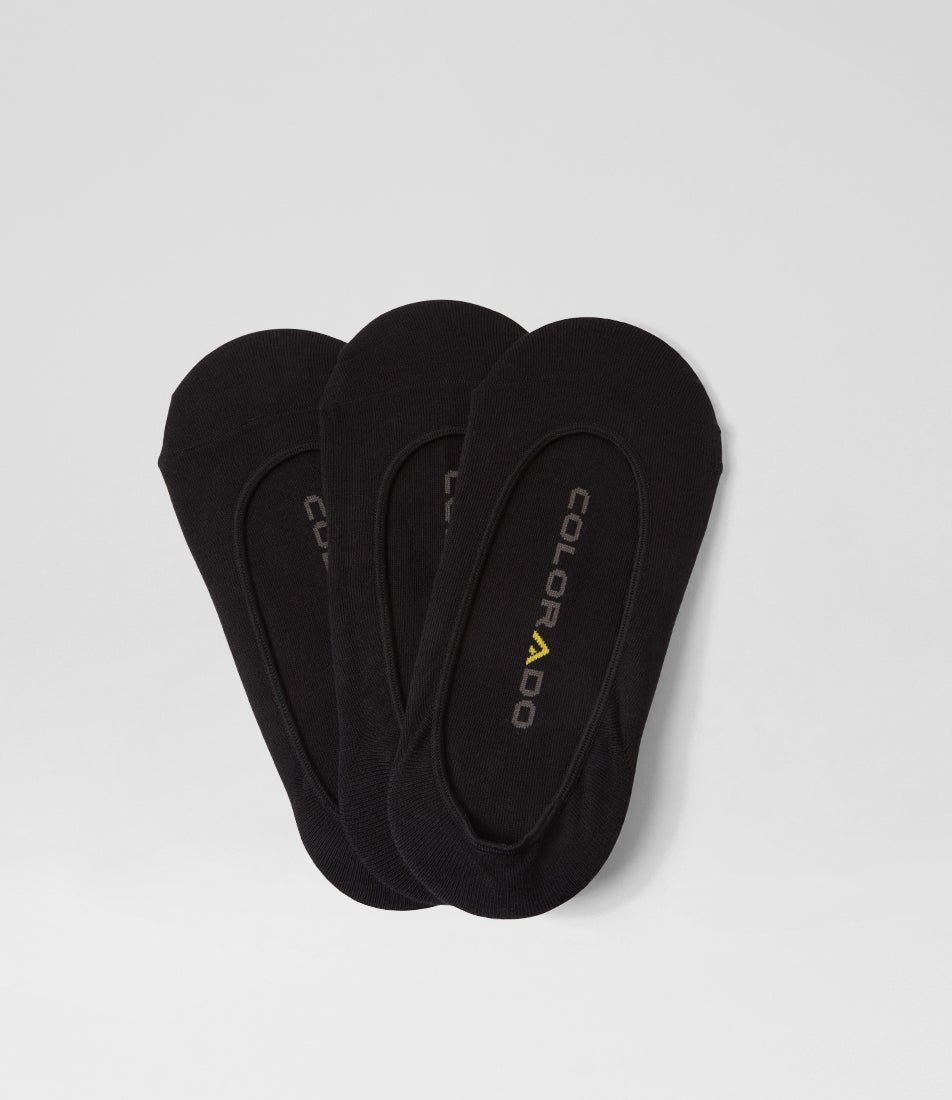 3pk Ball Invisible Black Cotton Socks