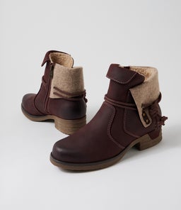 INEZ CF DK RED LEATHER
