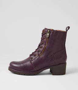 Ravani Plum Leather Lace Up Boots Ravani Plum Leather Lace Up Boots