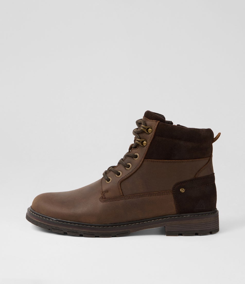 Crown Dark Brown Leather Lace Up Boots Crown Dark Brown Leather Lace Up Boots