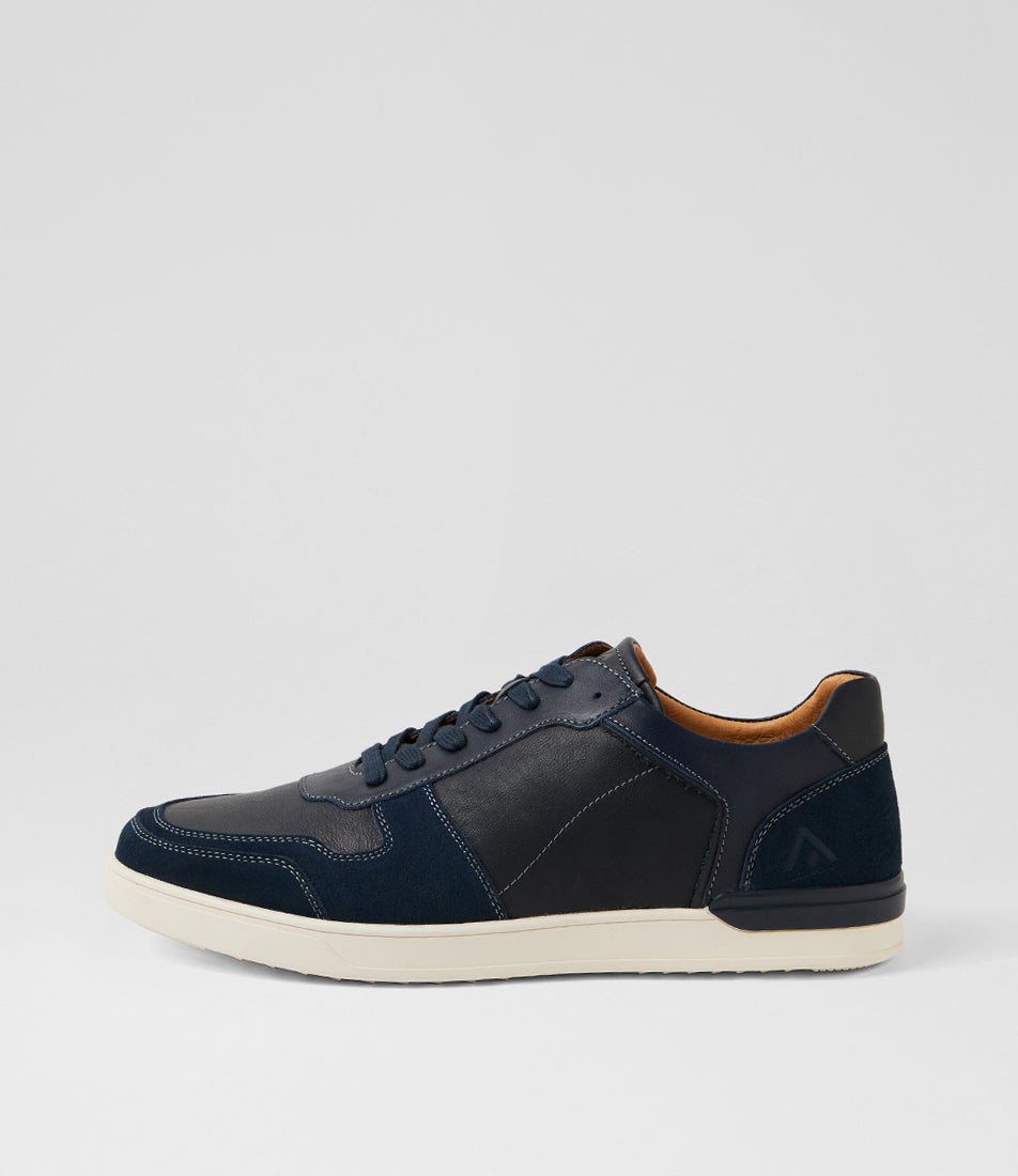 Ascot Navy Leather Sneakers
