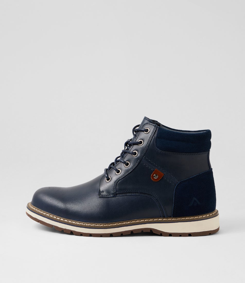 Shaco Navy Leather Lace Up Boots Shaco Navy Leather Lace Up Boots