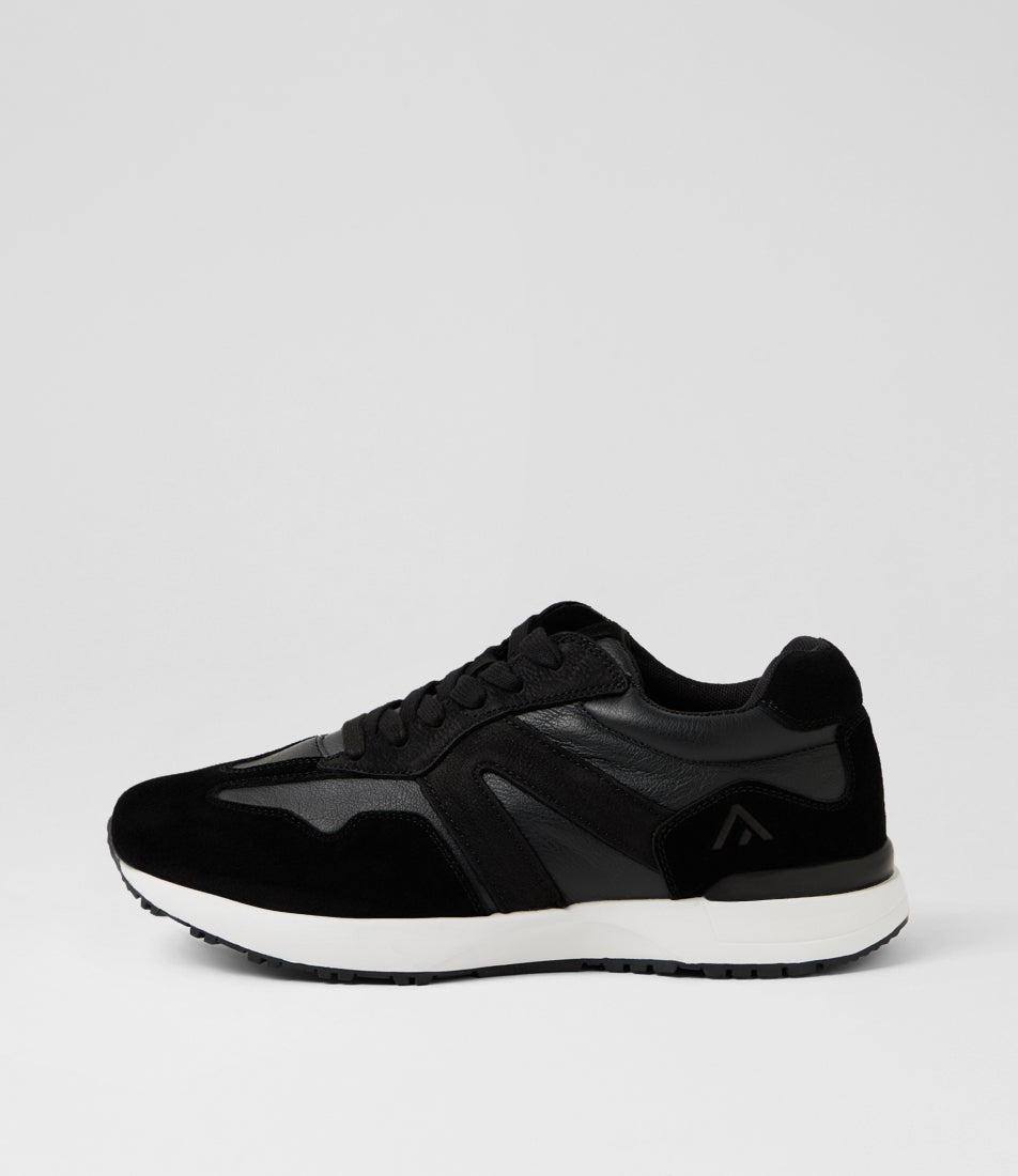 Crescent Black Leather Sneakers