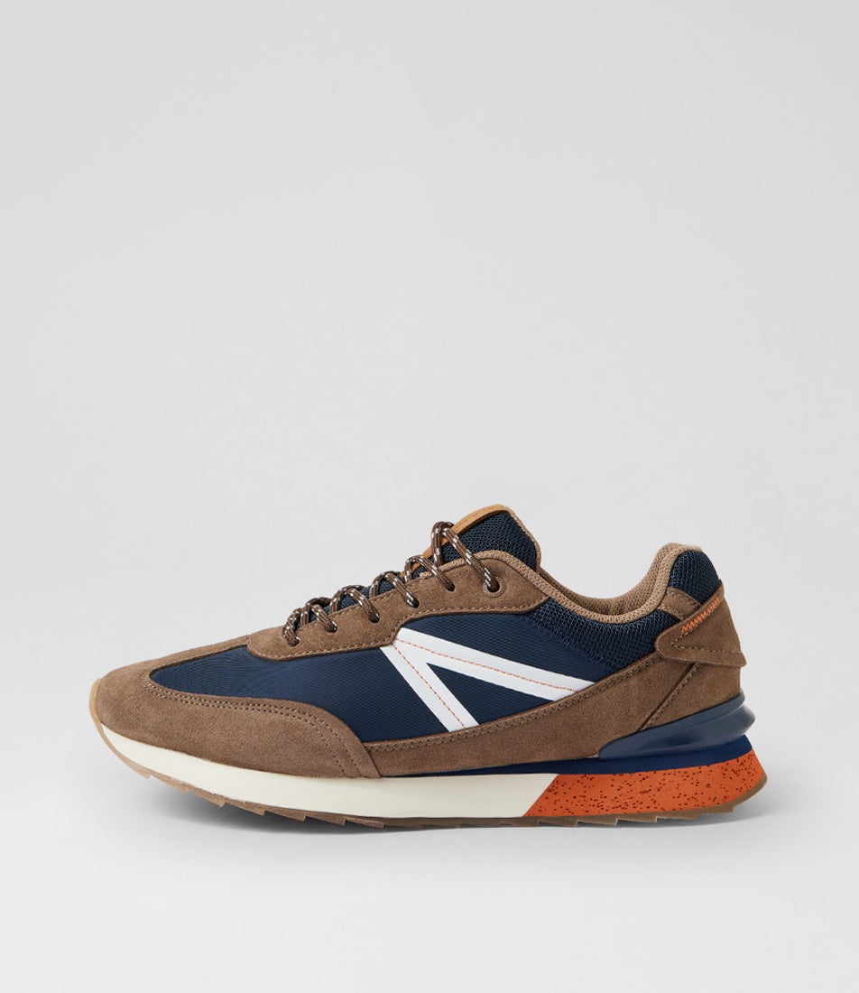 Jazz Brown Navy Lace Up Sneakers