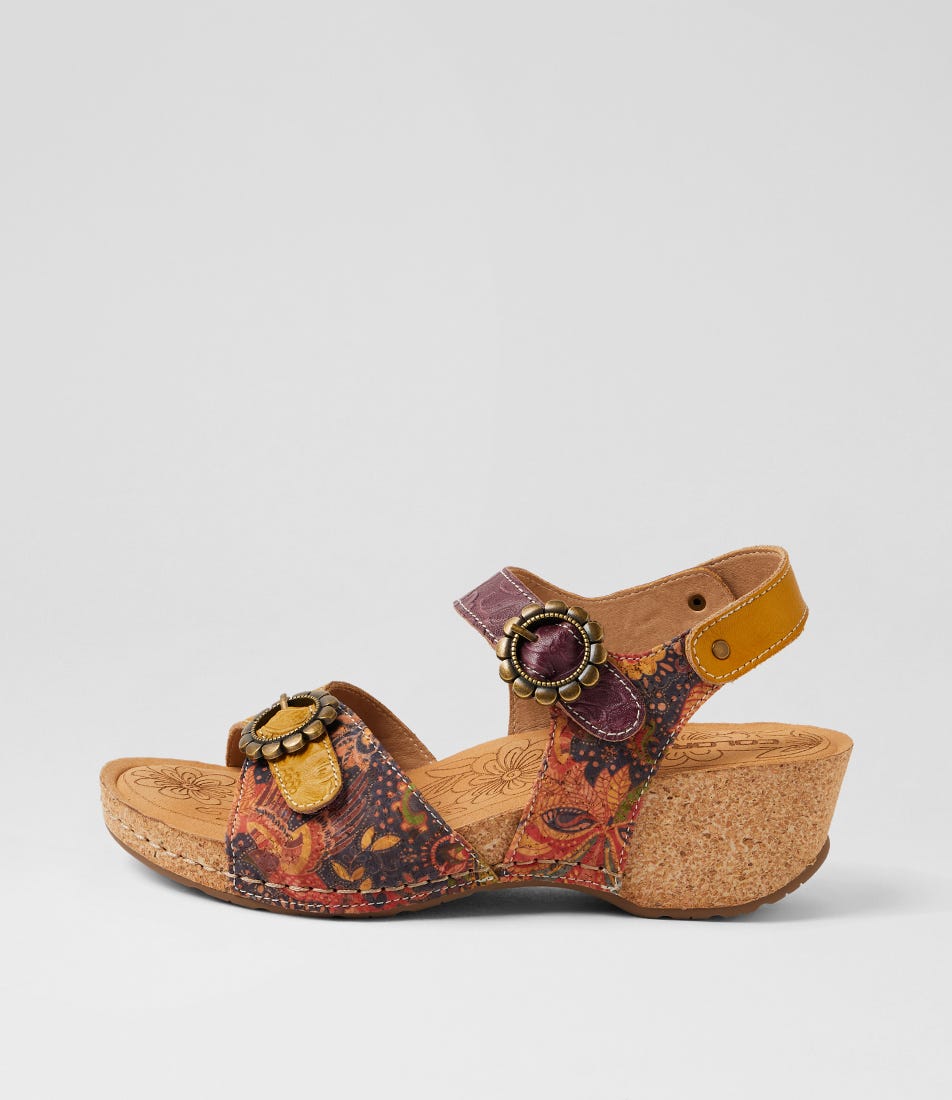 Judah Yellow Purple Leather Heeled Sandals