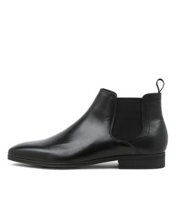 Alpha Black Leather Elastic Gusset Chelsea Boots Alpha Black Leather Elastic Gusset Chelsea Boots
