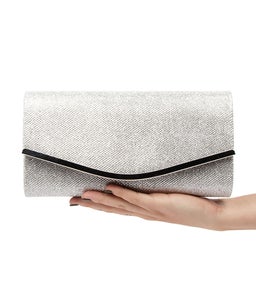 GISELLE CLUTCH SILVER SHIMMER SMOOTH