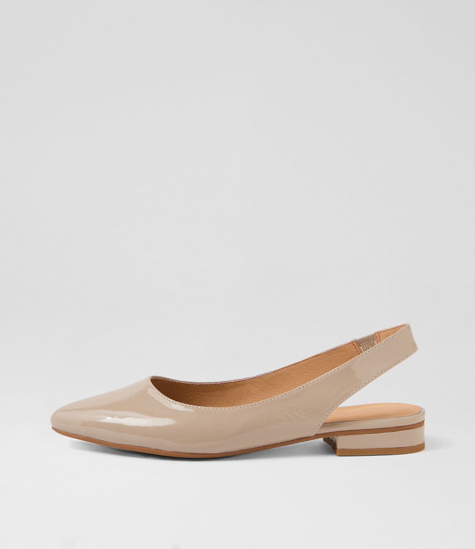 Dyani Taupe Patent Leather Flat Shoes