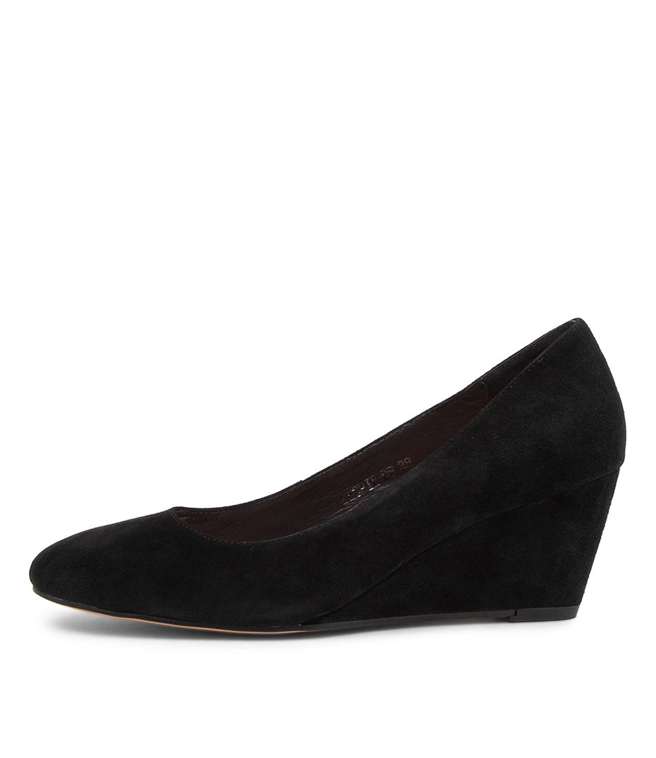 Lespie Black Suede Wedge Heels