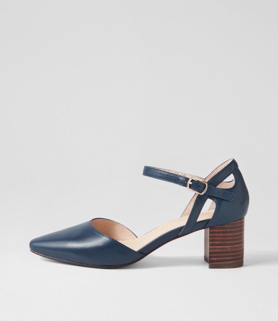 Loctavia Deep Blue Choc Leather Heels Loctavia Deep Blue Choc Leather Heels